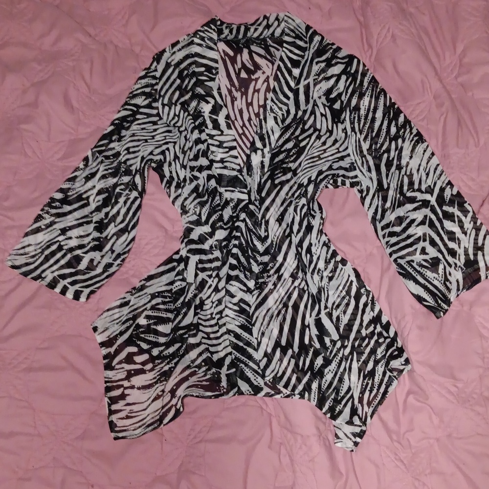 Small zebra print sheer y2k cover up